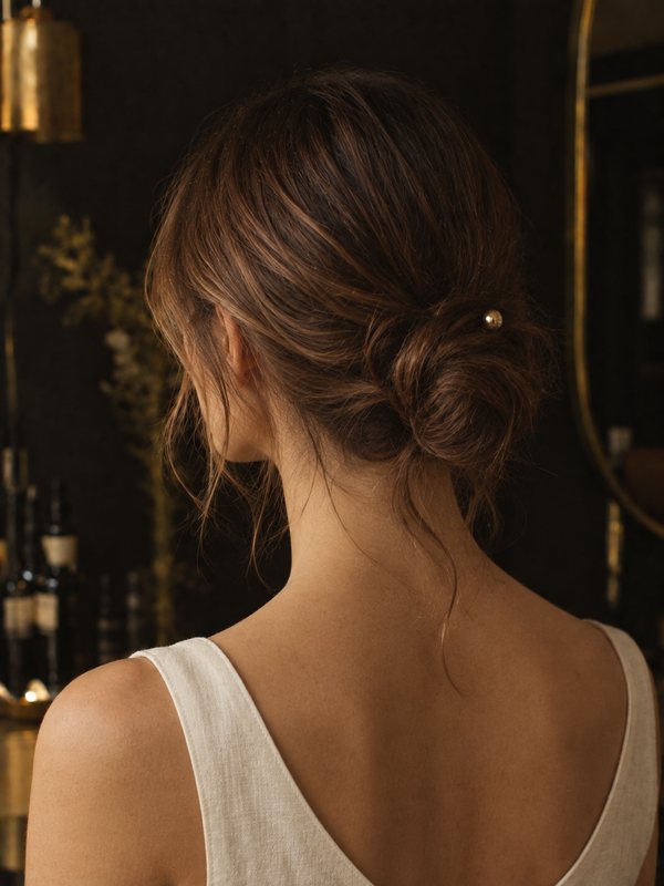 Chignon de mariée réalisé à l'Atelier
